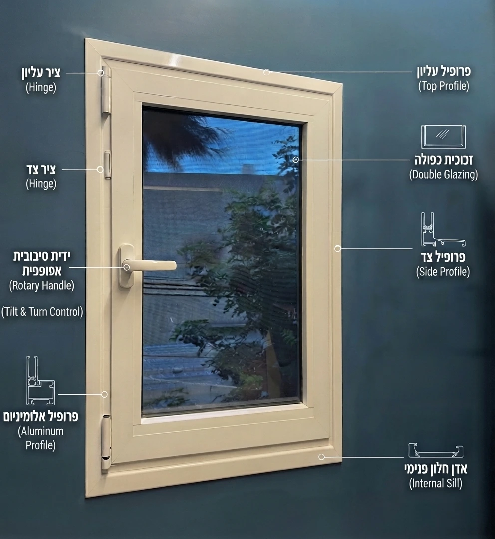 חלון דריי קיפ - מנגנון פתיחה והטיה כפול